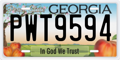 GA license plate PWT9594