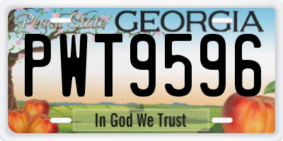 GA license plate PWT9596