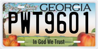 GA license plate PWT9601