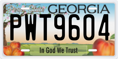 GA license plate PWT9604