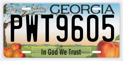 GA license plate PWT9605