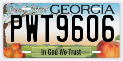 GA license plate PWT9606