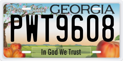 GA license plate PWT9608