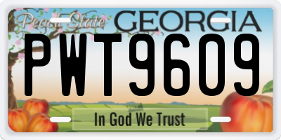GA license plate PWT9609