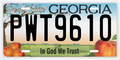 GA license plate PWT9610