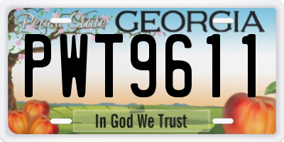 GA license plate PWT9611
