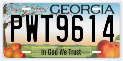 GA license plate PWT9614
