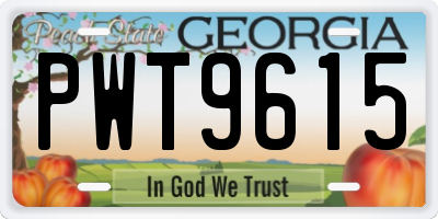 GA license plate PWT9615