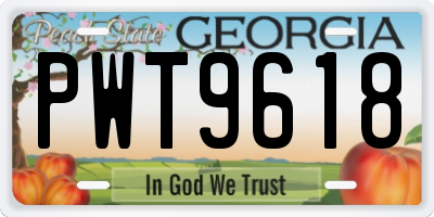 GA license plate PWT9618