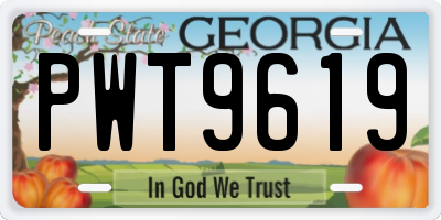 GA license plate PWT9619
