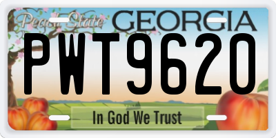 GA license plate PWT9620