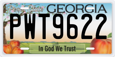 GA license plate PWT9622