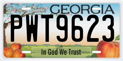 GA license plate PWT9623