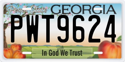 GA license plate PWT9624