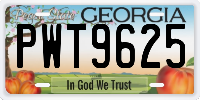GA license plate PWT9625