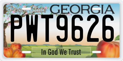 GA license plate PWT9626
