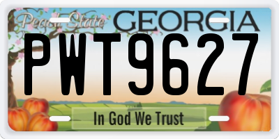 GA license plate PWT9627