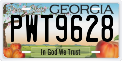 GA license plate PWT9628