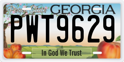 GA license plate PWT9629