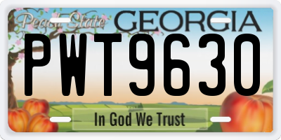 GA license plate PWT9630