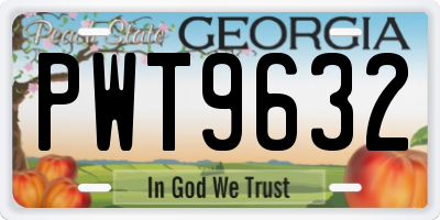 GA license plate PWT9632
