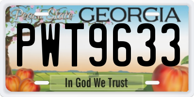 GA license plate PWT9633