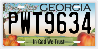 GA license plate PWT9634