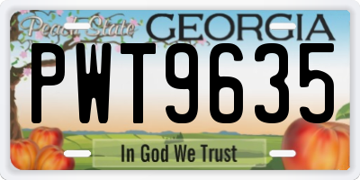 GA license plate PWT9635