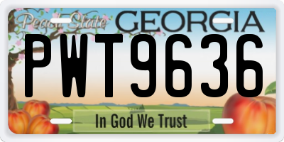 GA license plate PWT9636