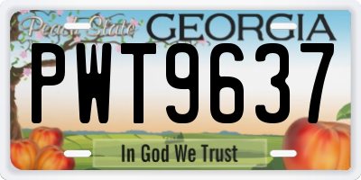GA license plate PWT9637