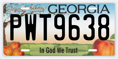 GA license plate PWT9638