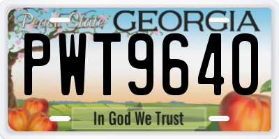 GA license plate PWT9640