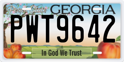 GA license plate PWT9642