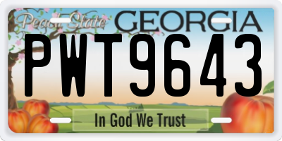 GA license plate PWT9643