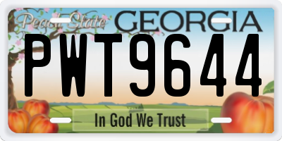 GA license plate PWT9644