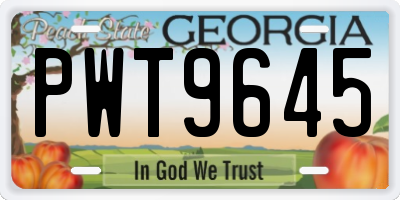 GA license plate PWT9645
