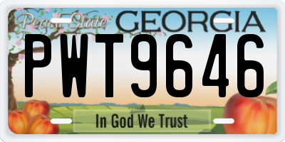 GA license plate PWT9646