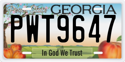 GA license plate PWT9647