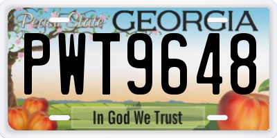 GA license plate PWT9648