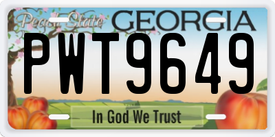 GA license plate PWT9649