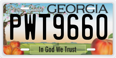 GA license plate PWT9660