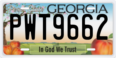 GA license plate PWT9662