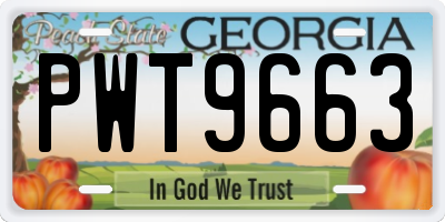 GA license plate PWT9663