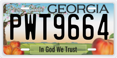 GA license plate PWT9664