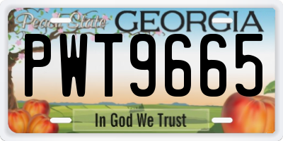 GA license plate PWT9665