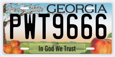 GA license plate PWT9666