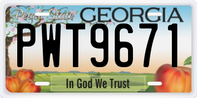 GA license plate PWT9671