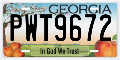 GA license plate PWT9672