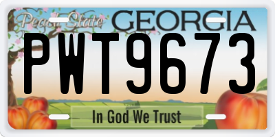 GA license plate PWT9673