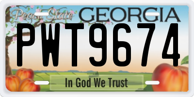GA license plate PWT9674